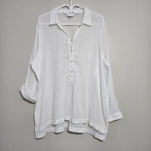 J.Jill Missy Button Front Tunic Blouse Size XL Long Sleeve 100% Cotton